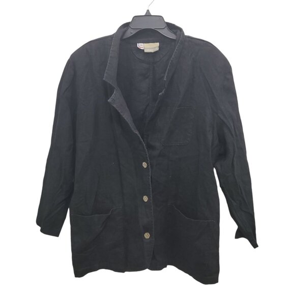 Coldwater Creek Woman's Vintage Black Linen 3 Button Blazer‎ USA Plus Size 2X - Picture 1 of 7